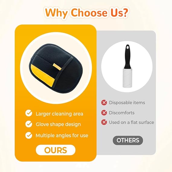 Pet Hair Removal Glove, Pet Hair Remover Glove, Electrostatic Gloves Pet Hair Lint Rolls into Strips, Dog and Cat Hair Remover Tool for Furniture, Car, Couch, Carpet, Clothes