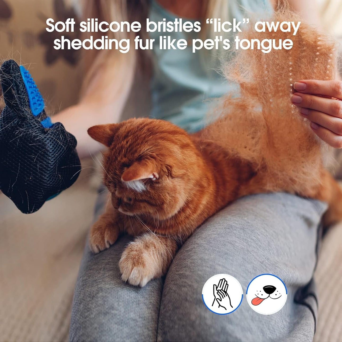 Pet Hair Remover Gloves - Gentle Shedding Brushes for Dogs, Cats & Horses with Long and Short Hair