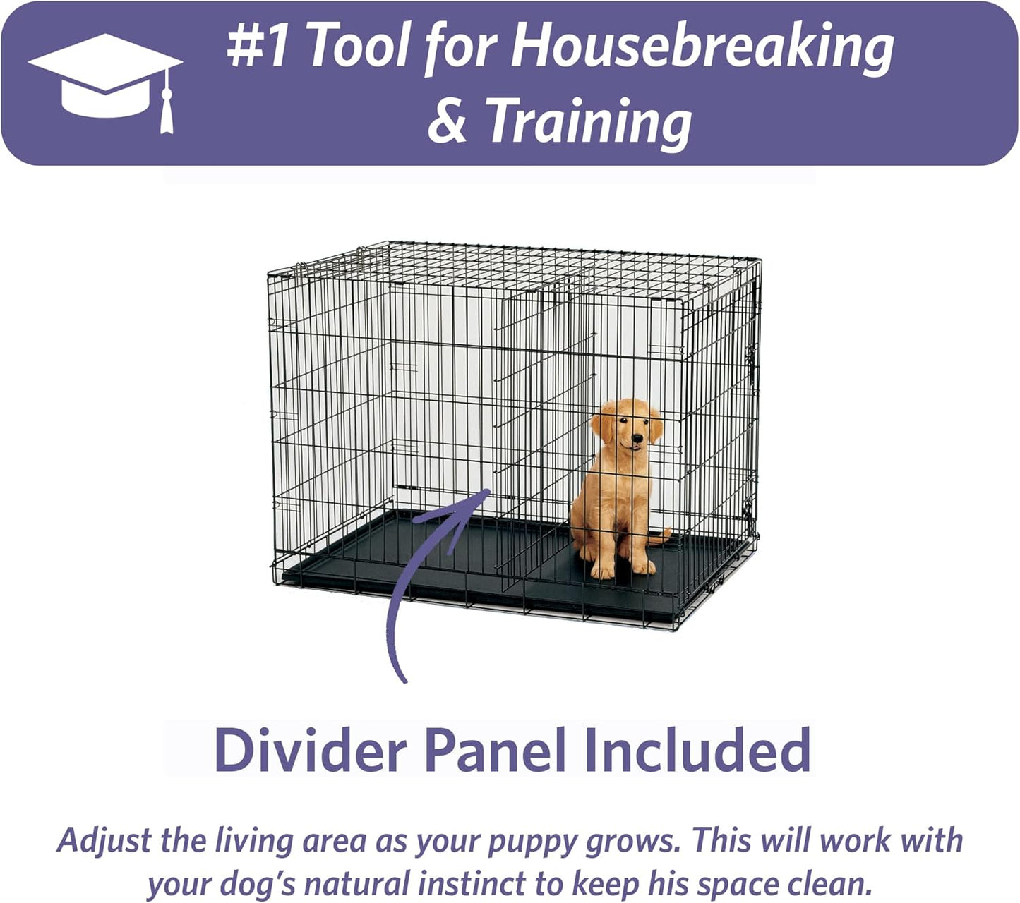 Dog Crate Dog Kennel Cage with Single Door, Includes Leak-Proof Pan, Floor Protecting Feet, Divider Panel