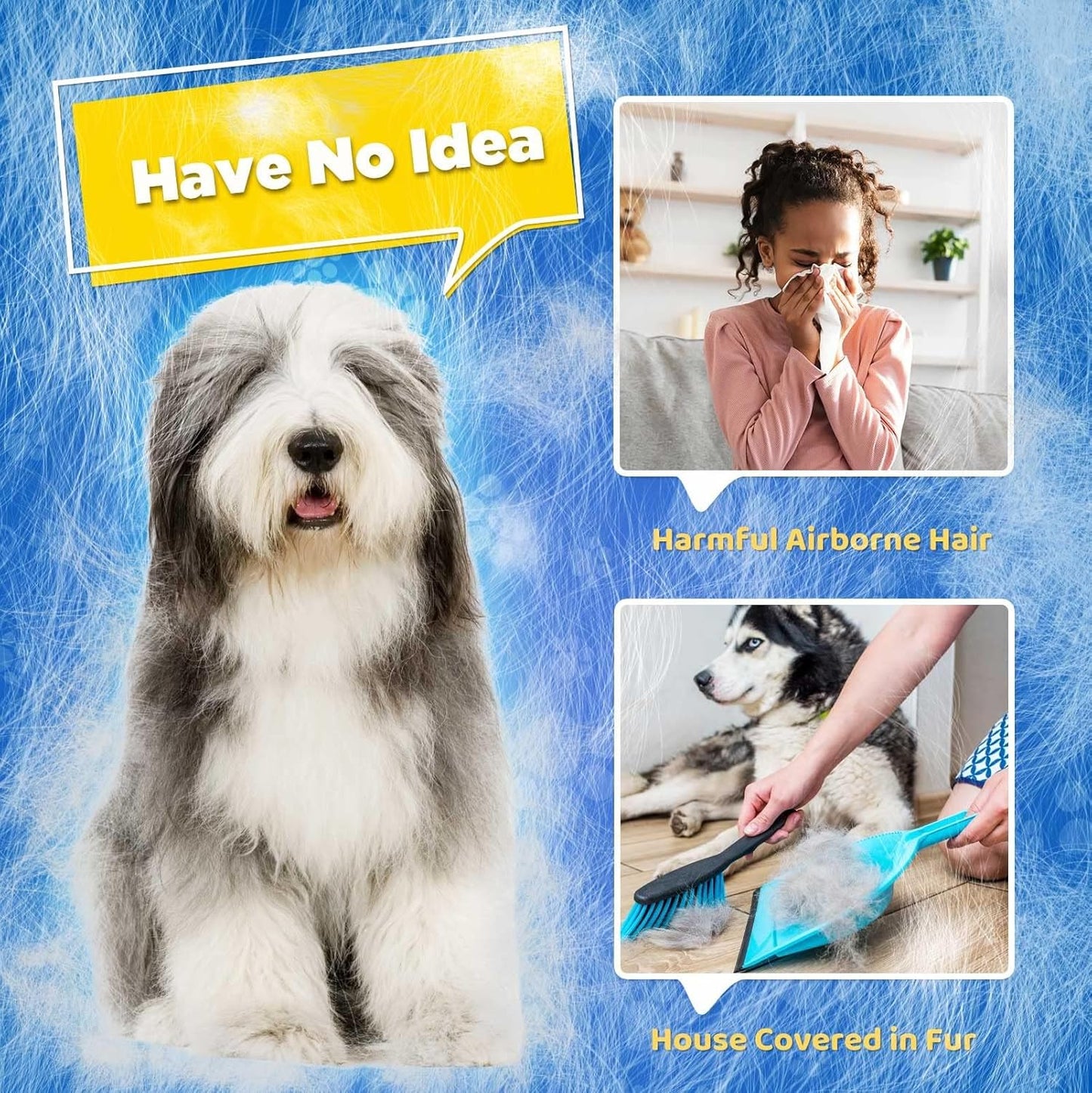 Pet Hair Remover Gloves - Gentle Shedding Brushes for Dogs, Cats & Horses with Long and Short Hair