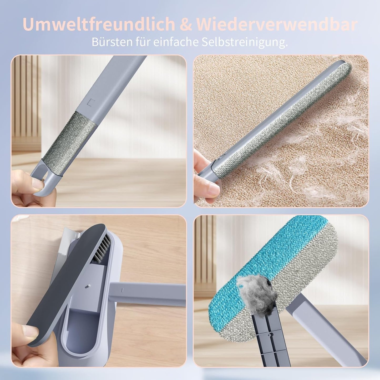 4 In 1 Hair Removal Carpet Brush, Lint Roller Pet Hair, Lint Brush Pet Hair, Pet Hair Pickup, with Small Brush, for Bed Sheets, Carpets, Clothing