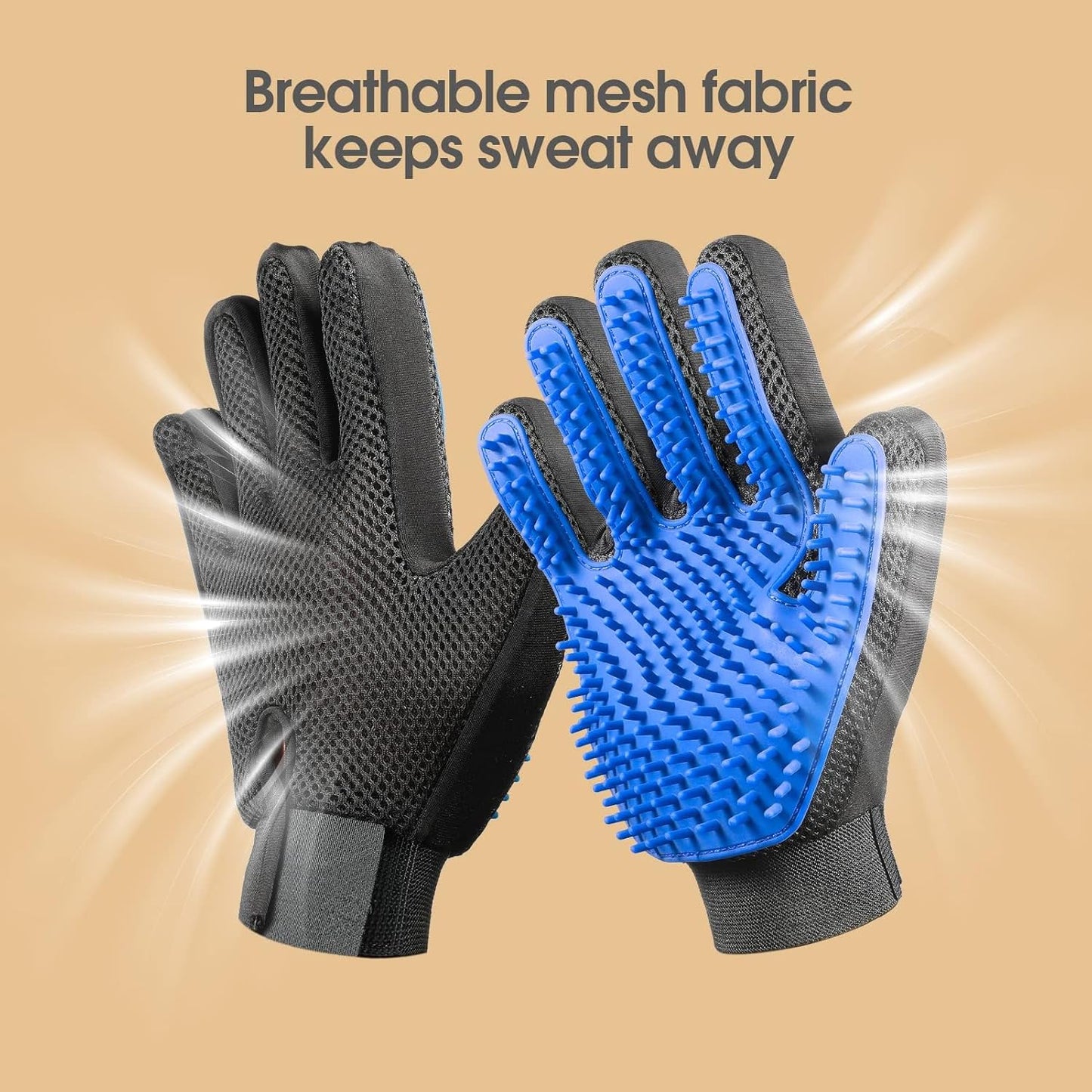 Pet Hair Remover Gloves - Gentle Shedding Brushes for Dogs, Cats & Horses with Long and Short Hair