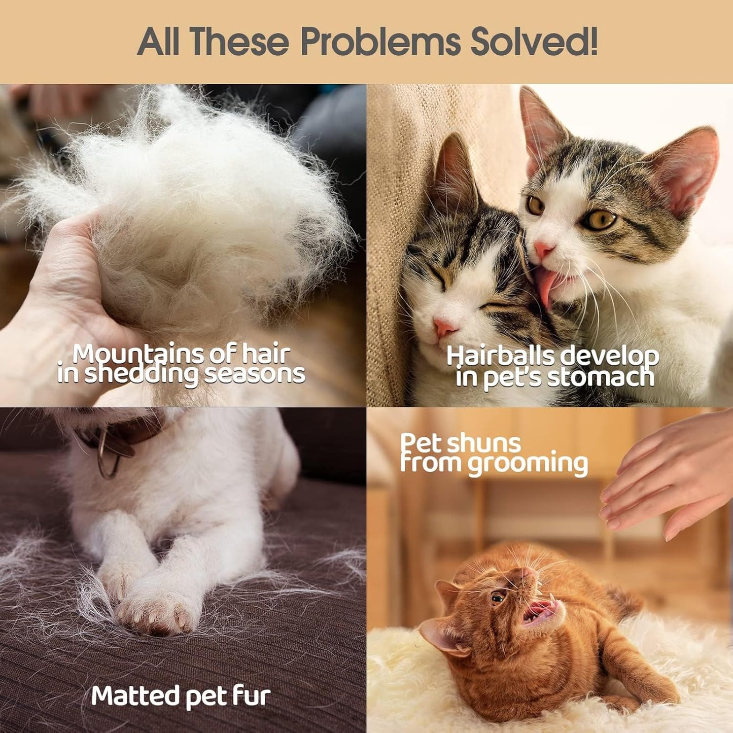Pet Hair Remover Gloves - Gentle Shedding Brushes for Dogs, Cats & Horses with Long and Short Hair