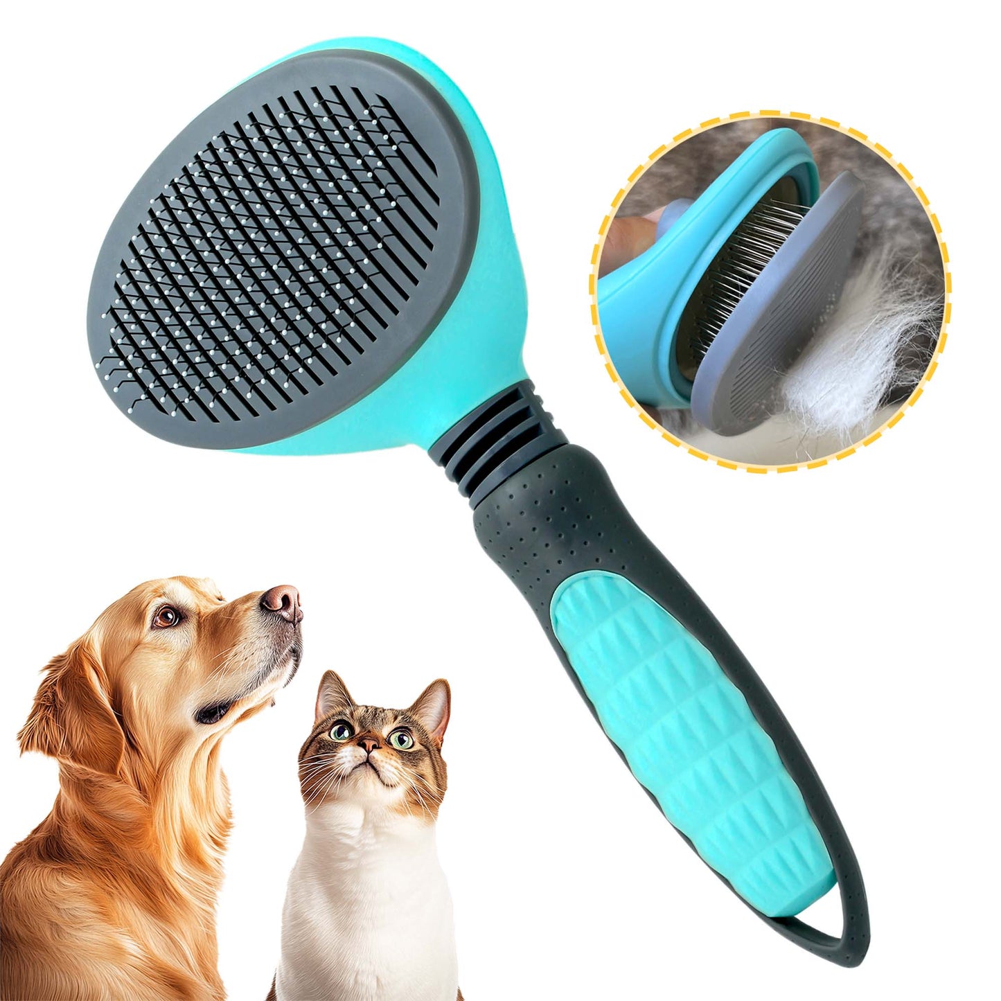 Dog Brush, Cat Brush, Pet Brush, Hair Remover, Pet Brush for Long and Short Hair, Clean Pet Hair from the Brush with One Button