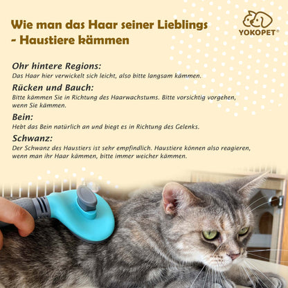 Dog Brush, Cat Brush, Pet Brush, Hair Remover, Pet Brush for Long and Short Hair, Clean Pet Hair from the Brush with One Button