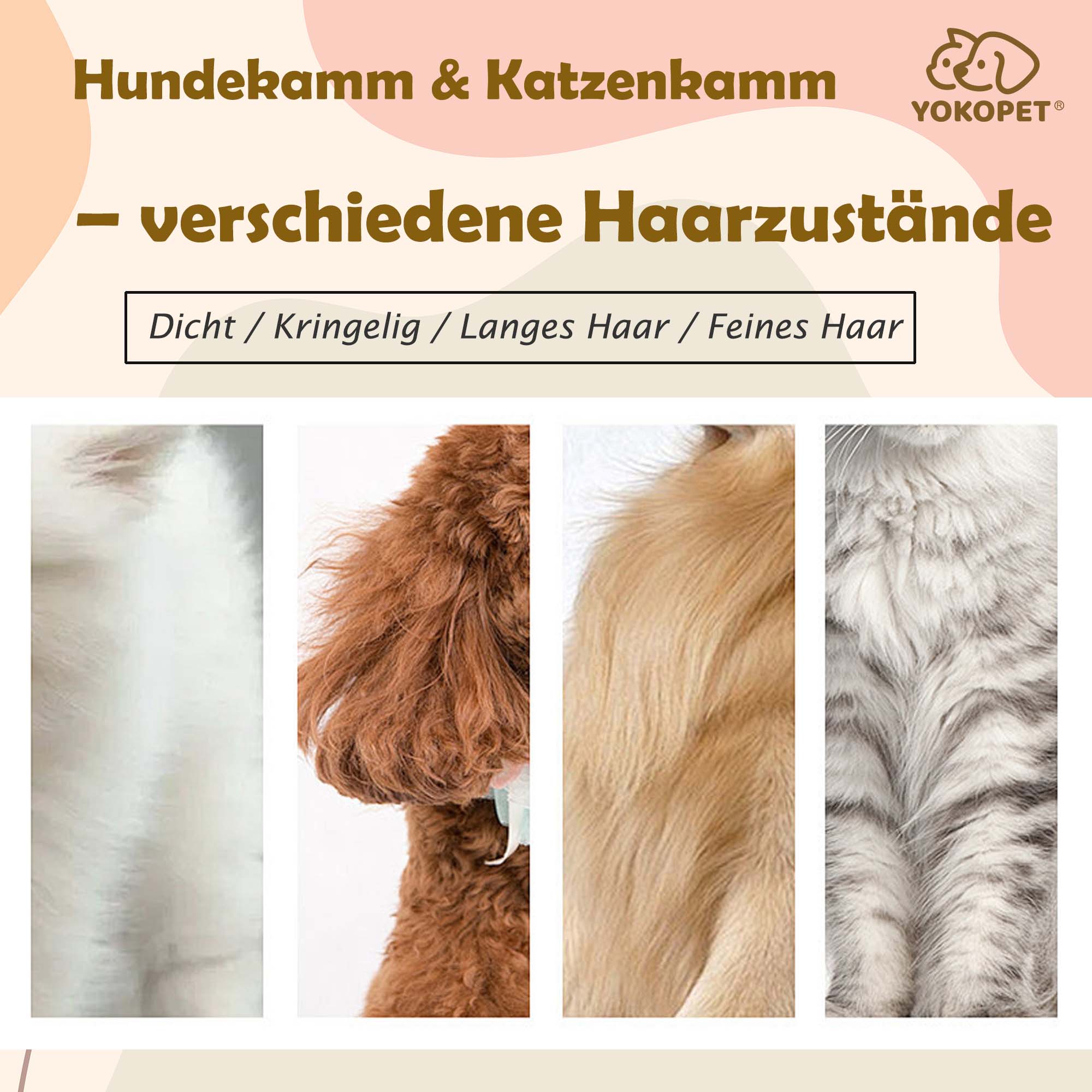 Undercoat Brush Dog, Cat & Dog Brush, Undercoat Brush Dogs for Long Hair & Short Hair Cats Dogs, Double-Sided 9+17 Round Teeth, Top Hair Protection, Anti-Knot