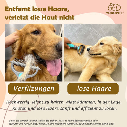 Undercoat Brush Dog, Cat & Dog Brush, Undercoat Brush Dogs for Long Hair & Short Hair Cats Dogs, Double-Sided 9+17 Round Teeth, Top Hair Protection, Anti-Knot