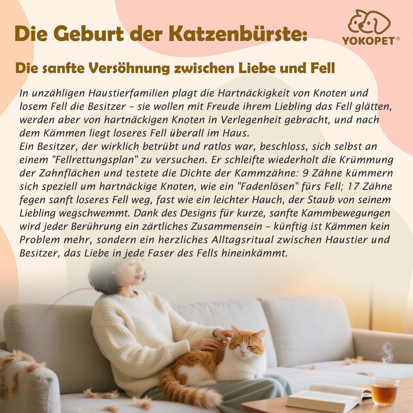 Undercoat Brush Dog, Cat & Dog Brush, Undercoat Brush Dogs for Long Hair & Short Hair Cats Dogs, Double-Sided 9+17 Round Teeth, Top Hair Protection, Anti-Knot