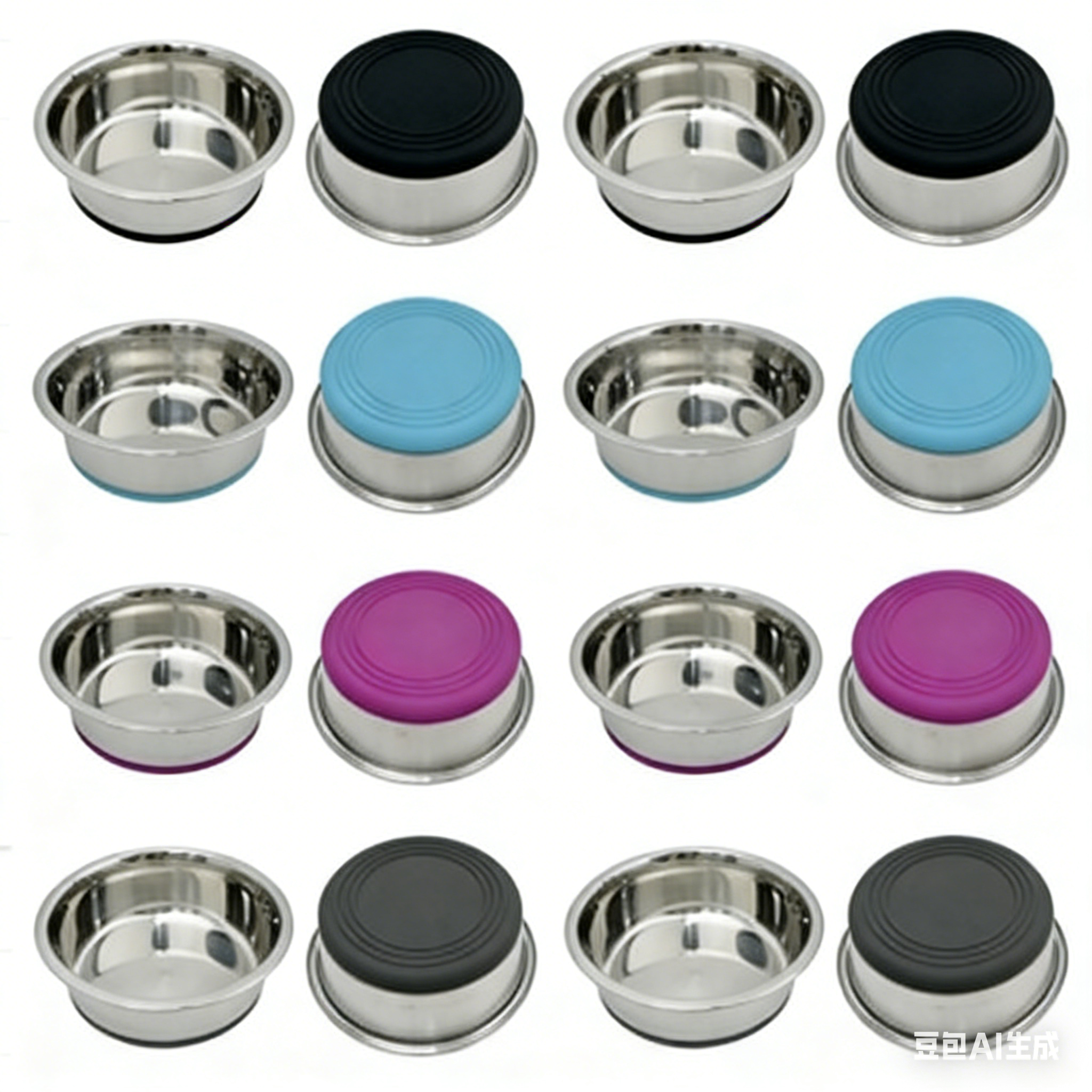 Premium Stainless Steel Pet Bowl with Full-Cover Silicone Non-Slip Base