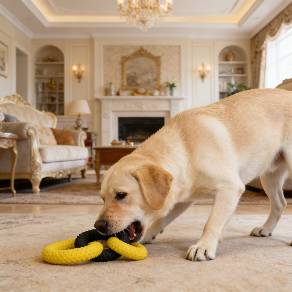 Dual-Texture Rubber Tug Toy – Durable Chew & Tug Toy for Aggressive Chewers -10cm