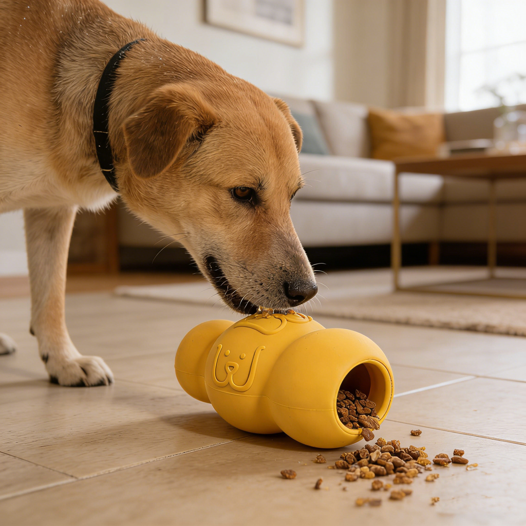Durable Rubber Treat-Dispensing Chew Toy for Medium Dogs – Interactive Teeth Cleaning Puzzle Toy - S/M/L
