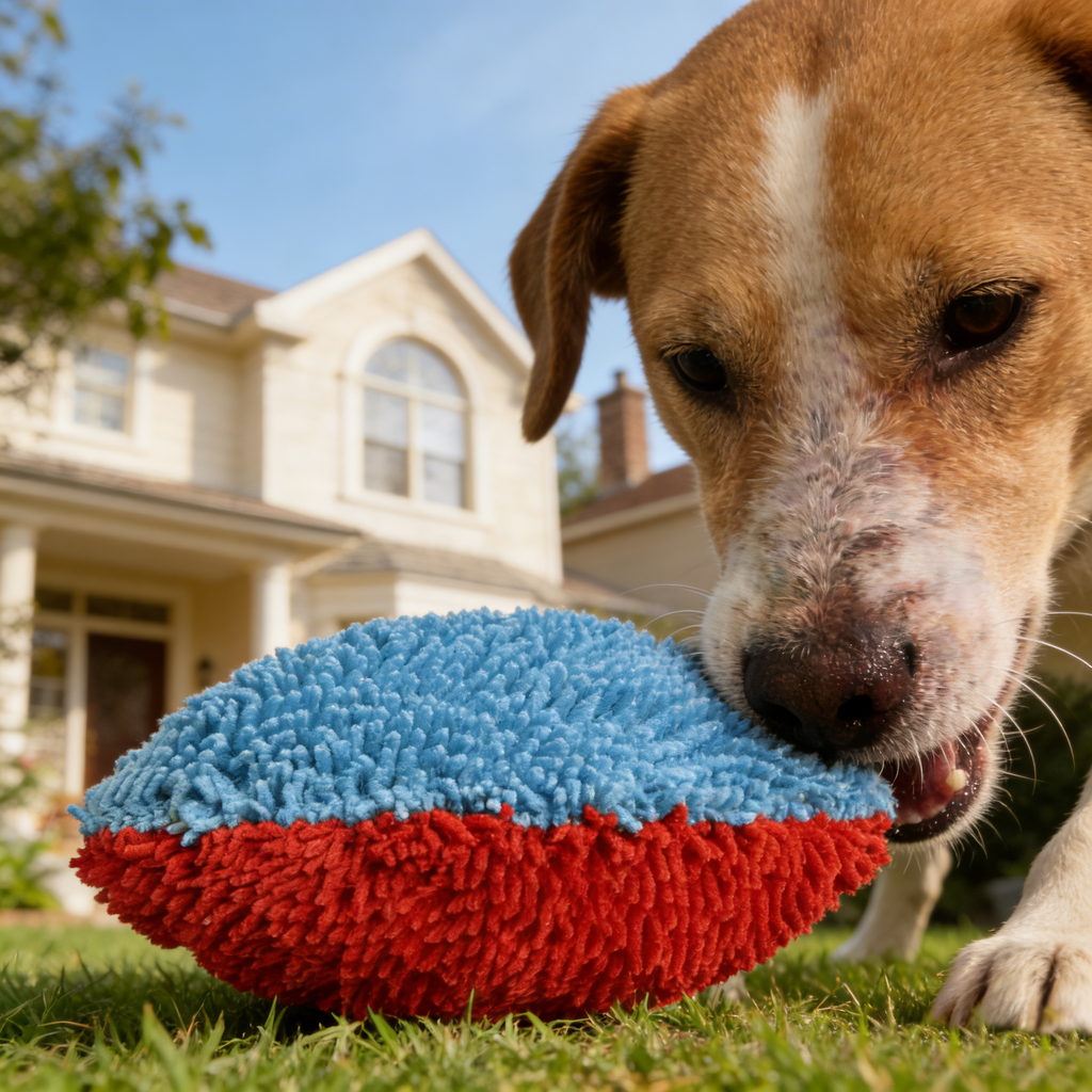 Plush Chenille Dog Football Toy: Squeaky Crinkle Chew & Fetch Toy for Small to Medium Dogs - 7.0/8.5 inch