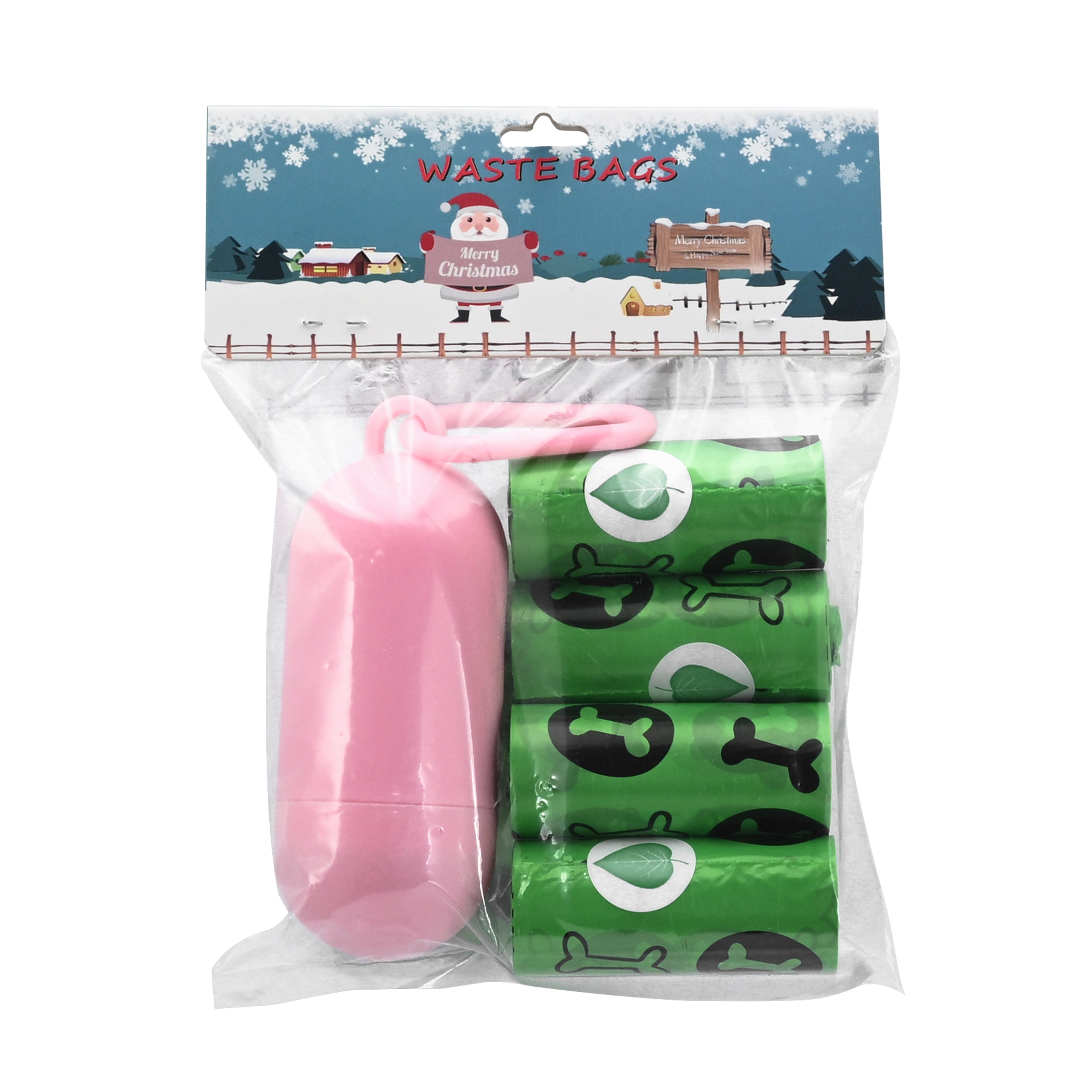 5-Roll Biodegradable Flat-mouth Pet Waste Bag - Thickness: 0.01 mm with Dispenser