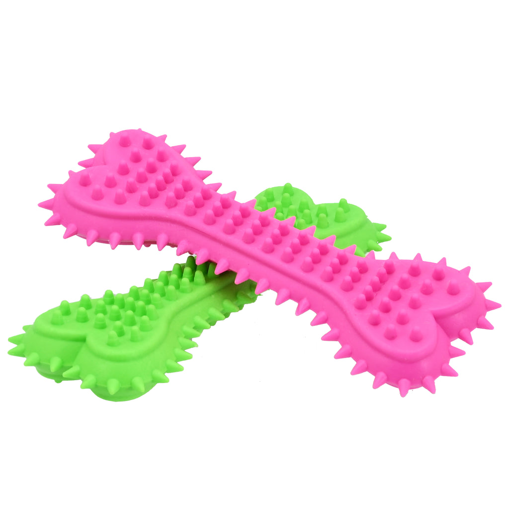 Heart-Shaped Dog Chew Bone Toy, Textured Rubber Teething Toy for Aggressive Chewers, Dental Cleaning Chew Stick for Medium & Large Dogs