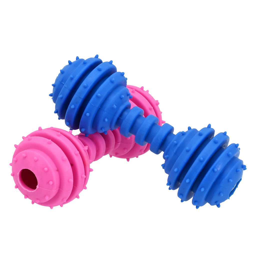 Spiky Ring Barbell Dog Chew Toys, Durable Rubber Teething Toys for Puppies & Small/Medium Dogs, Dental Cleaning Interactive Chew Toys