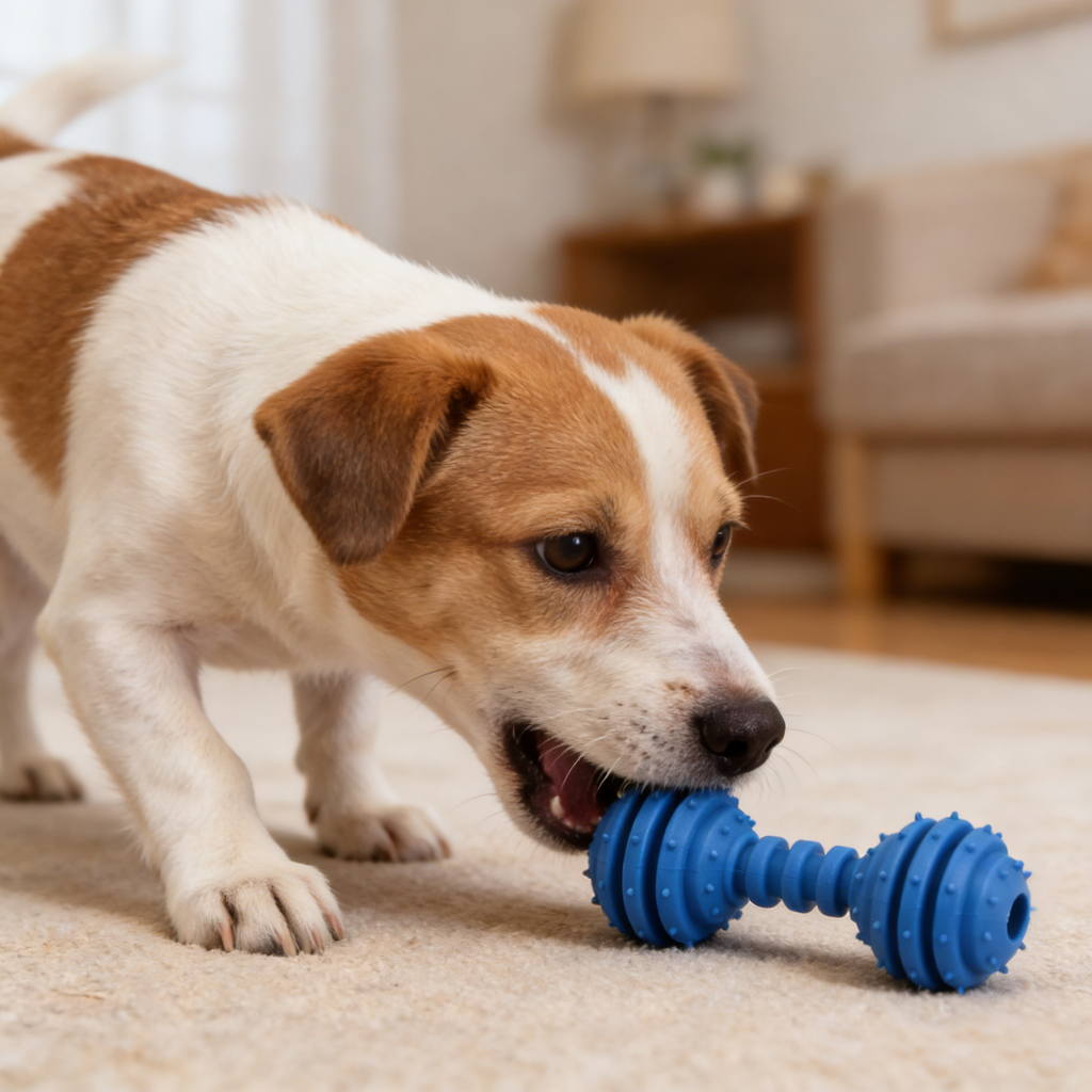 Spiky Ring Barbell Dog Chew Toys, Durable Rubber Teething Toys for Puppies & Small/Medium Dogs, Dental Cleaning Interactive Chew Toys