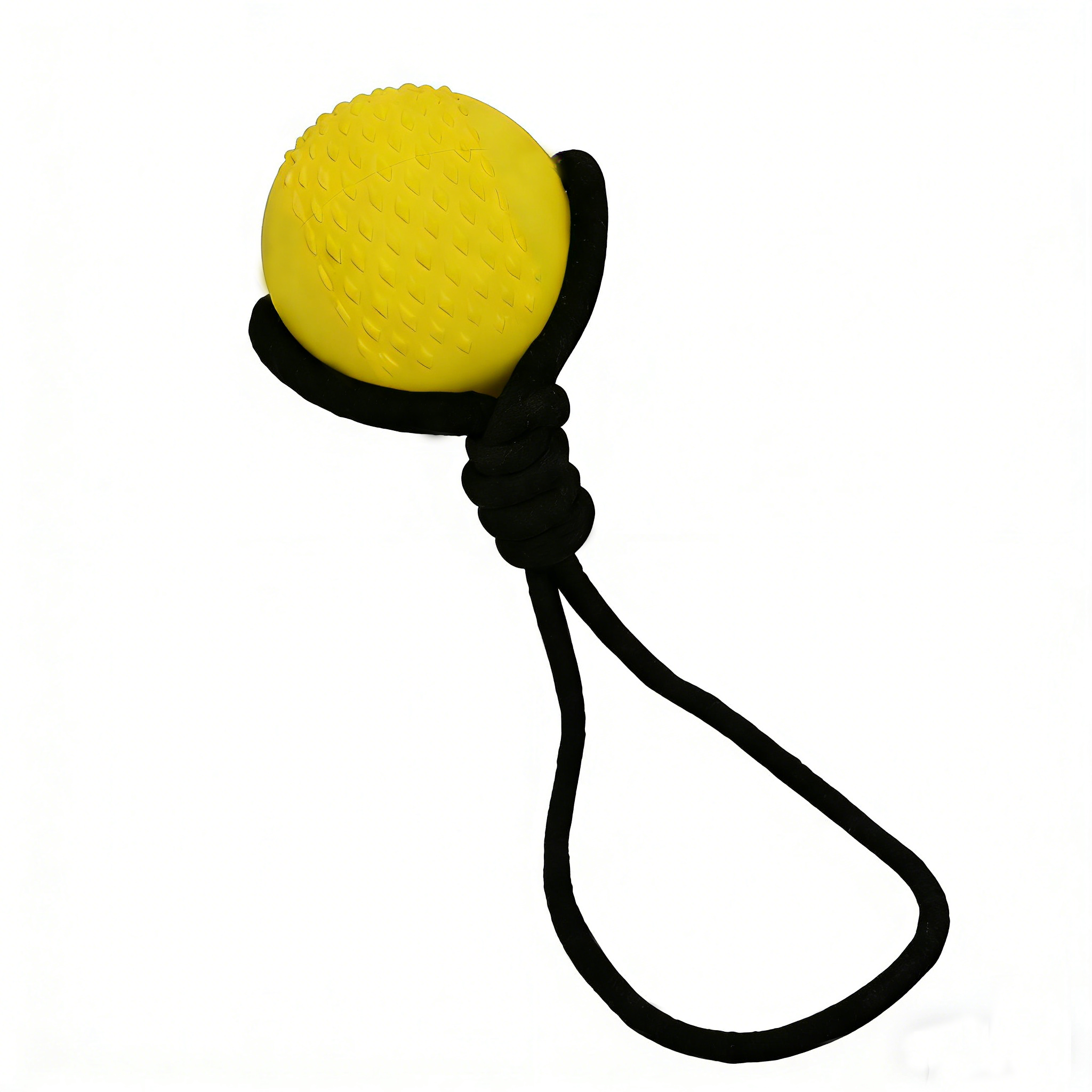 Textured Rubber Ball Tug Toy with Rope – Durable Chew Toy for Aggressive Chewers