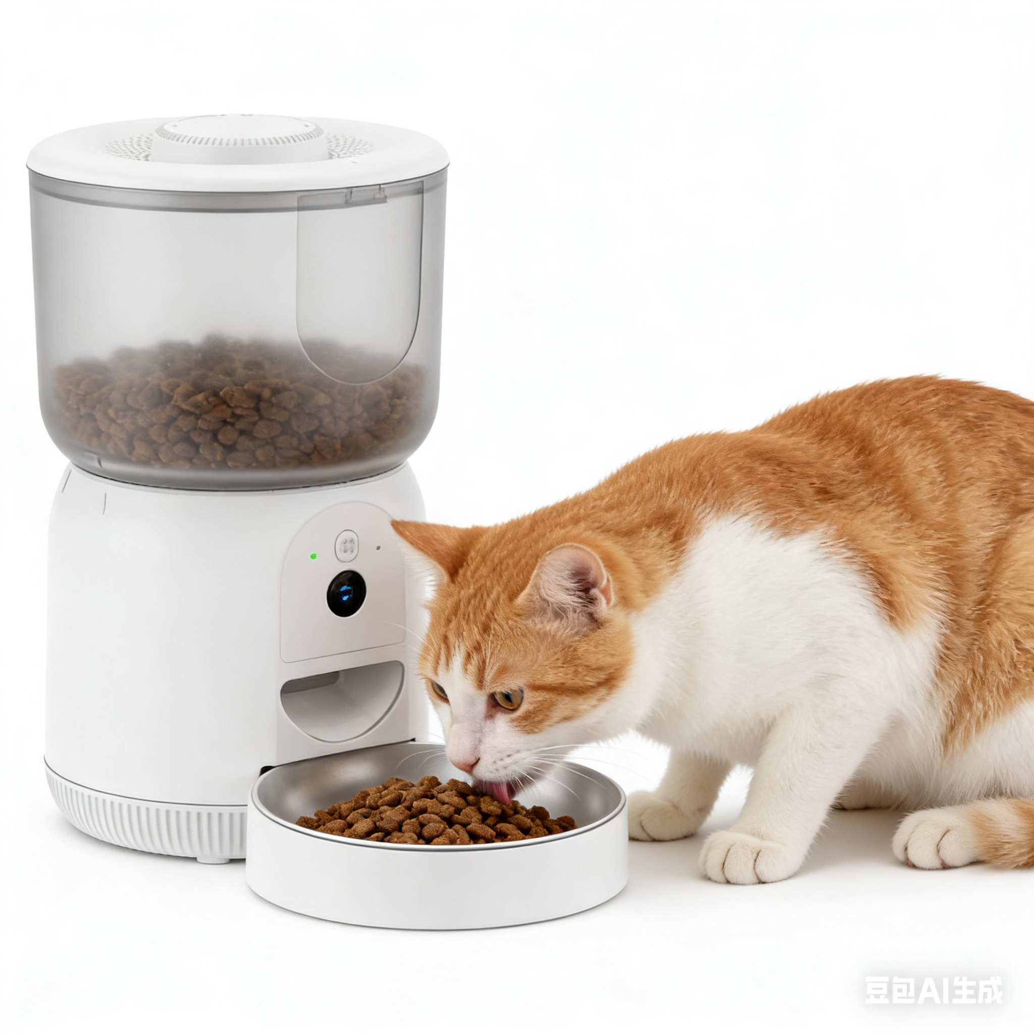 Smart Automatic Pet Feeder (Video Version PF001, Black/White)