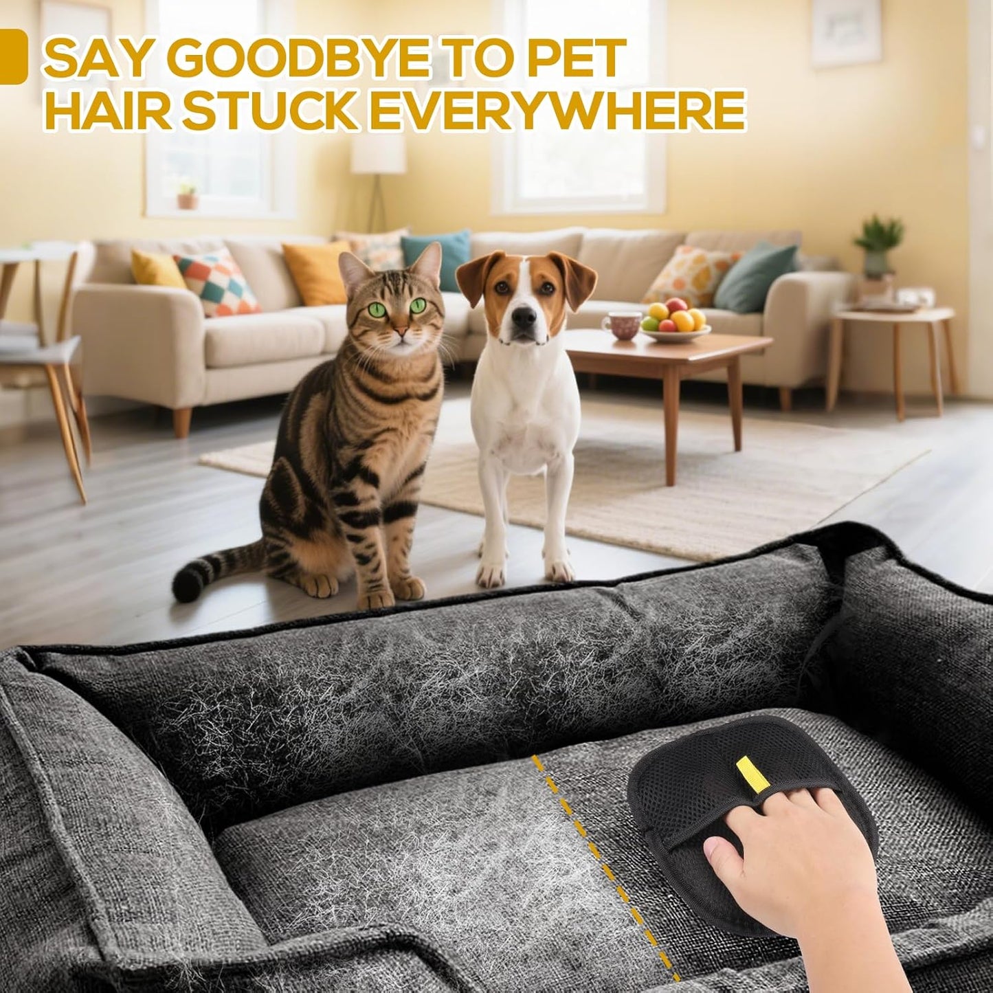 Pet Hair Removal Glove, Pet Hair Remover Glove, Electrostatic Gloves Pet Hair Lint Rolls into Strips, Dog and Cat Hair Remover Tool for Furniture, Car, Couch, Carpet, Clothes