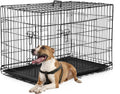 Dog Crate Dog Kennel Cage with Double Door, Folding Metal Wire Dog Cage with Removable Tray & Divider Panel, Pet Crate for Medium Dogs