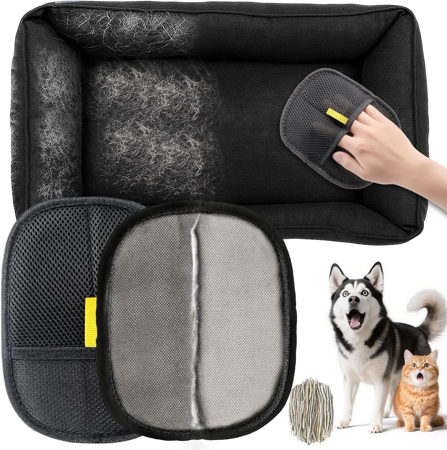 Pet Hair Removal Glove, Pet Hair Remover Glove, Electrostatic Gloves Pet Hair Lint Rolls into Strips, Dog and Cat Hair Remover Tool for Furniture, Car, Couch, Carpet, Clothes