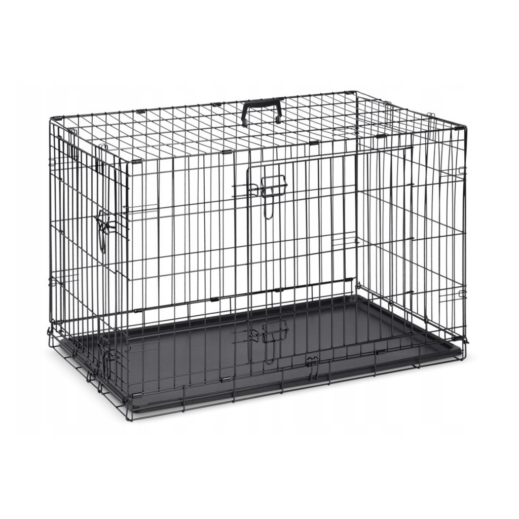 Foldable Heavy-Duty Metal Dog Crate with Leak-Proof Tray – Secure & Portable Pet Kennel for Training & Travel (Double Doors)