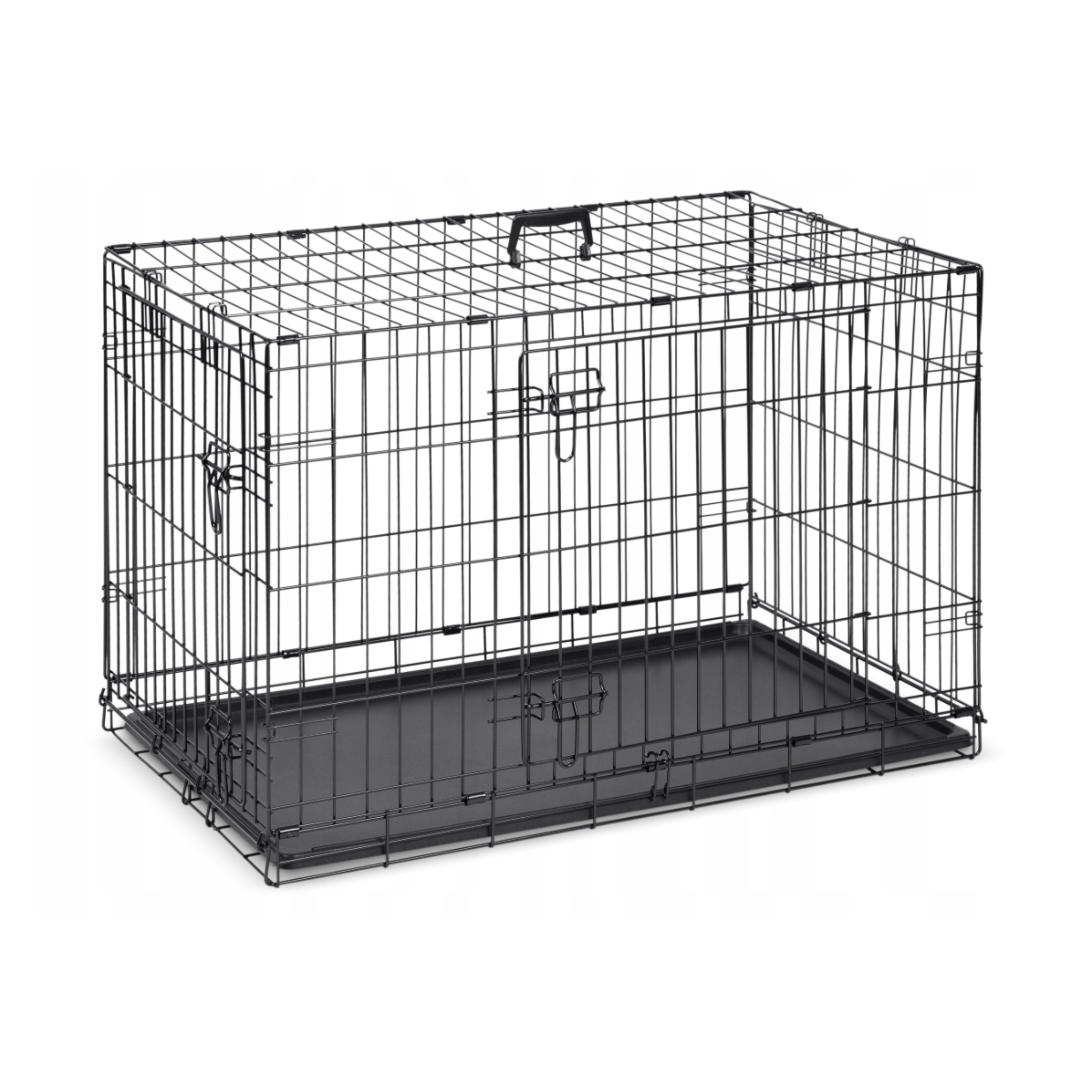 Foldable Heavy-Duty Metal Dog Crate with Leak-Proof Tray – Secure & Portable Pet Kennel for Training & Travel (Double Doors)