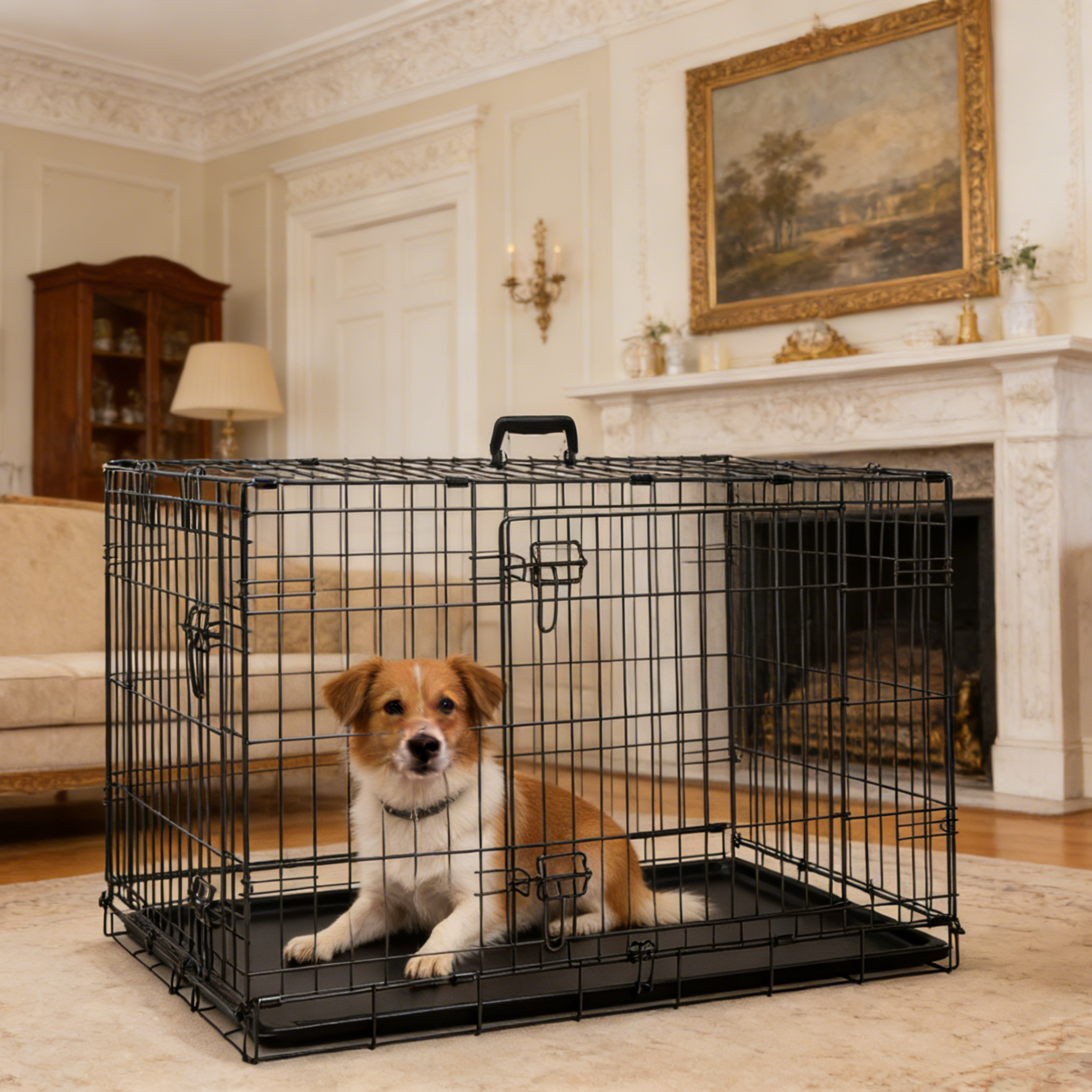 Foldable Heavy-Duty Metal Dog Crate with Leak-Proof Tray – Secure & Portable Pet Kennel for Training & Travel (Double Doors)