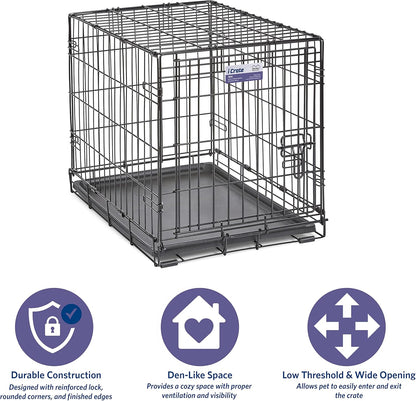 Dog Crate Dog Kennel Cage with Single Door, Includes Leak-Proof Pan, Floor Protecting Feet, Divider Panel