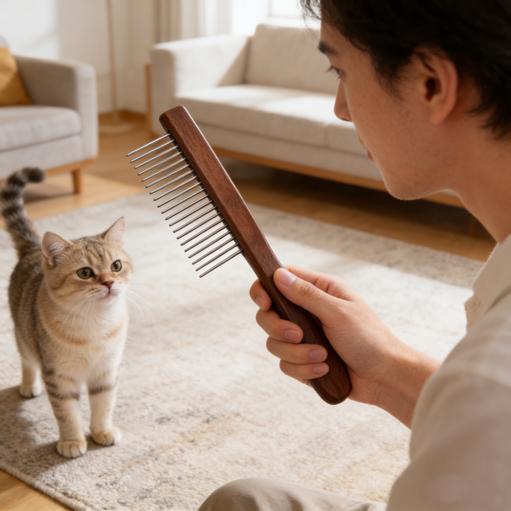 Walnut Wood Pet Comb for Pets (Model No. 90175F, 90176W)
