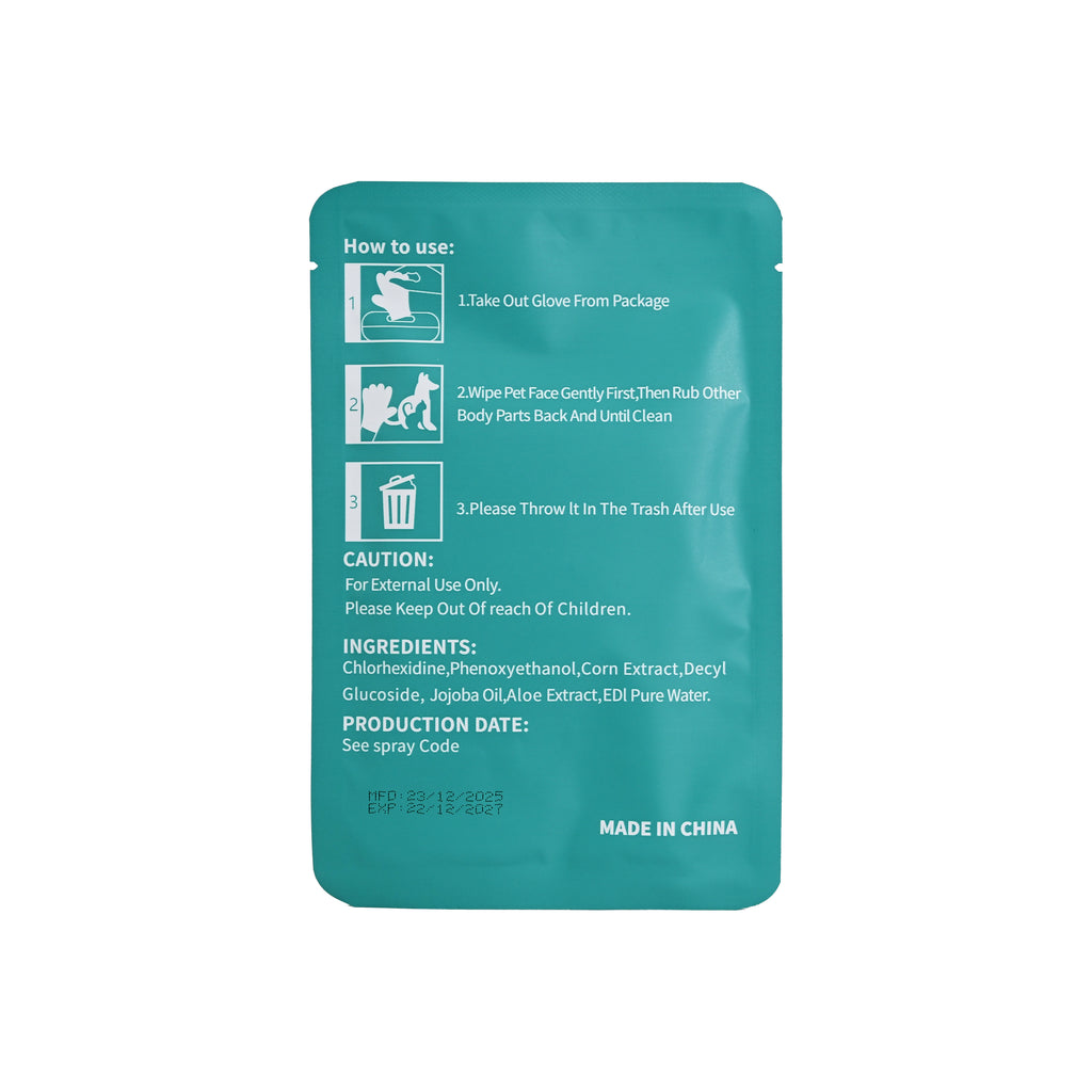 Pet Cleaning Wet Wipes 1-Piece Glove